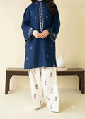 2 Pcs Women's Stitched Chiffon Embroidered Shirt And Trouser