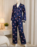 2 Pcs Women's Stitched Silk Printed Night Suit