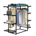 Black Iron Clothes Rack with 5 Shelves for Home Organization