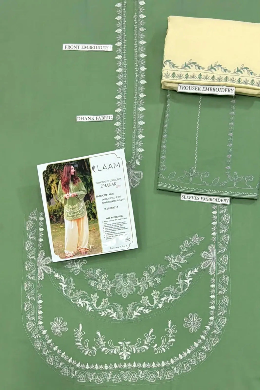 2 Pcs Women's Unstitched Embroidered Suit - Design 2