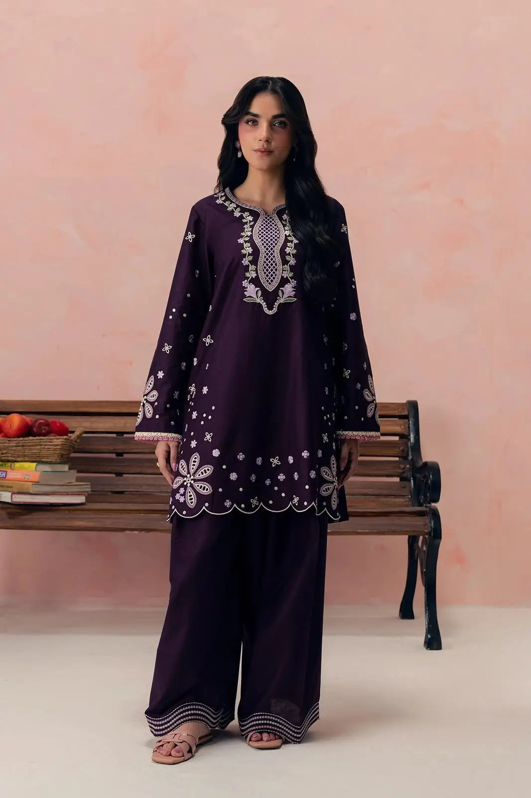 2 Pcs Women's Unstitched Embroidered Suit - Design 2
