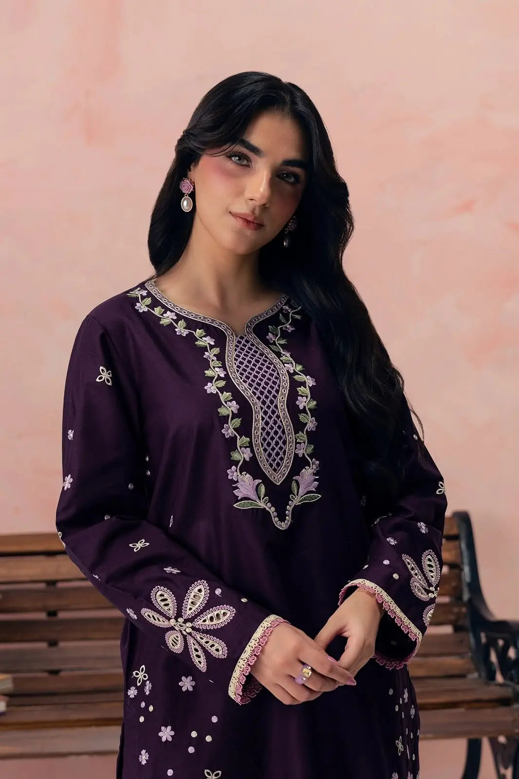 2 Pcs Women's Unstitched Embroidered Suit - Design 2