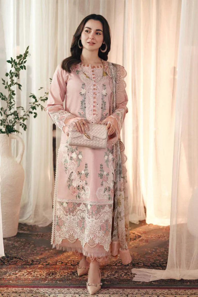Pakistani Pink Embroidered Kurta Set with Lace Details