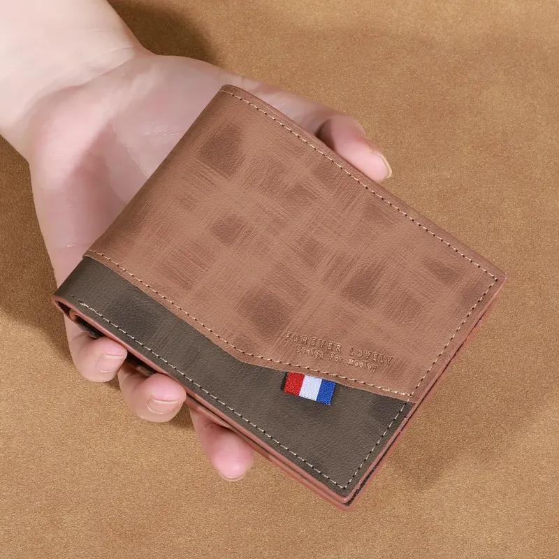 Vincent Men's Leather Wallet Brown Olive Green Zipper Closure