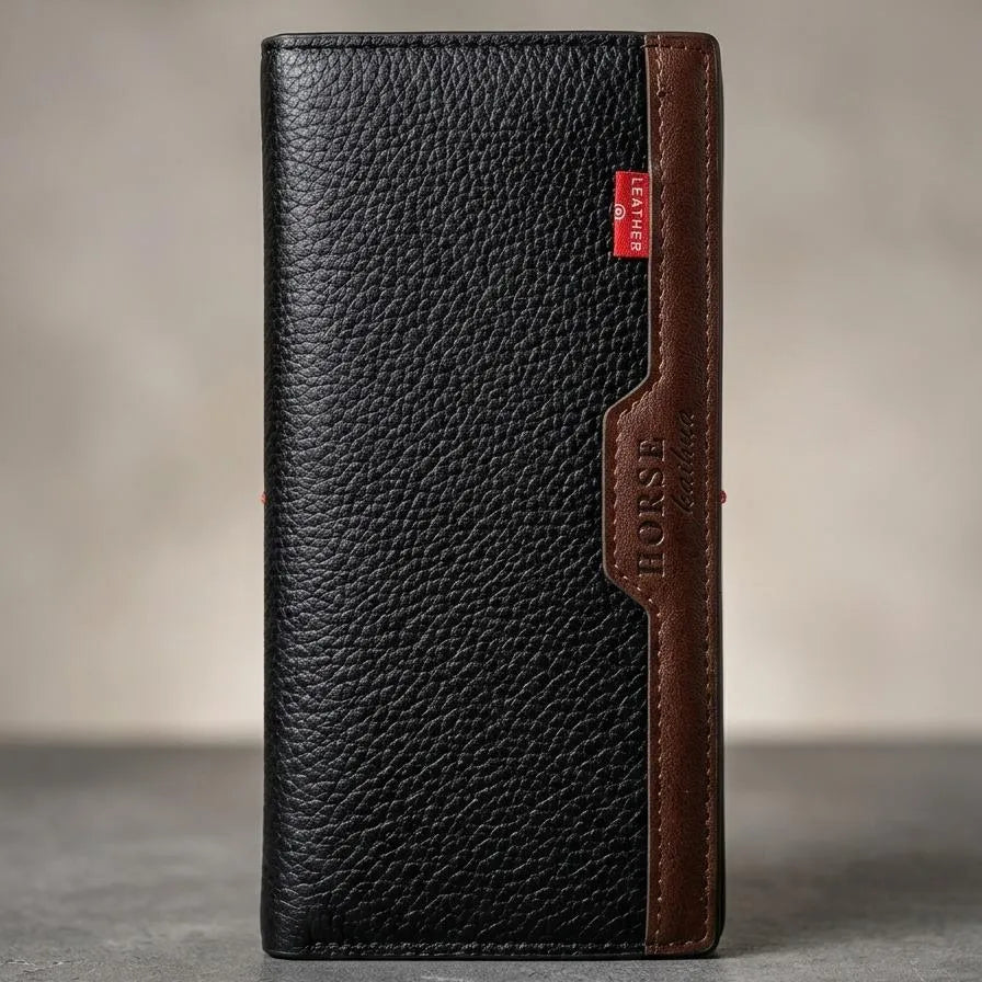 Premium Leather Long Wallet for Men Black Brown Dark Brown