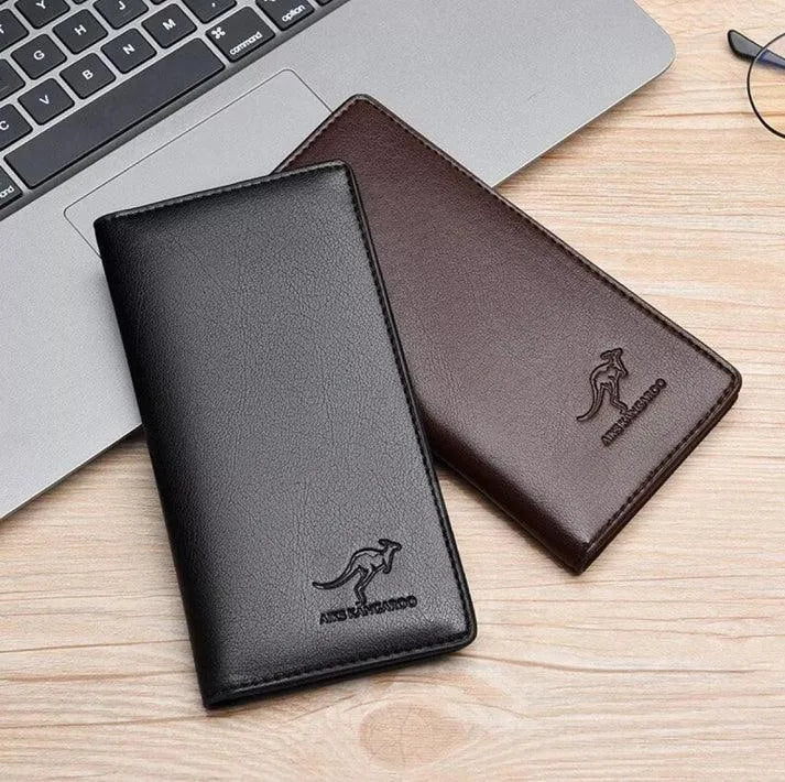 Men's Leather Tri-Fold Wallet Black Brown Slim Pocket Friendly