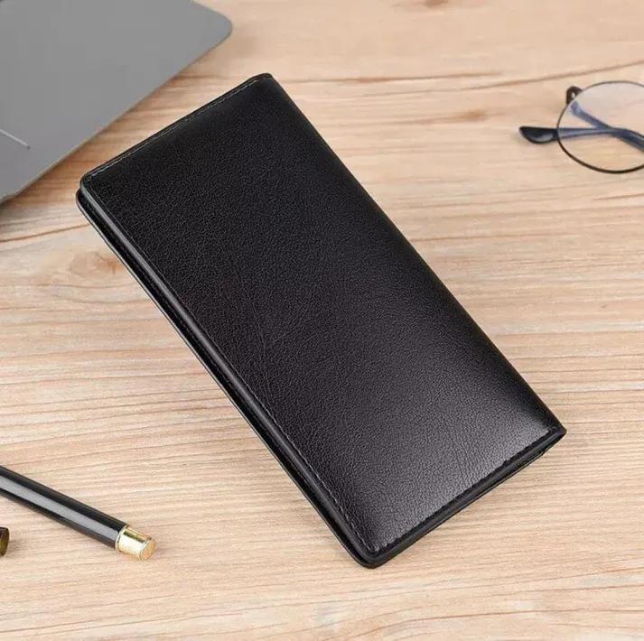 Men's Leather Tri-Fold Wallet Black Brown Slim Pocket Friendly
