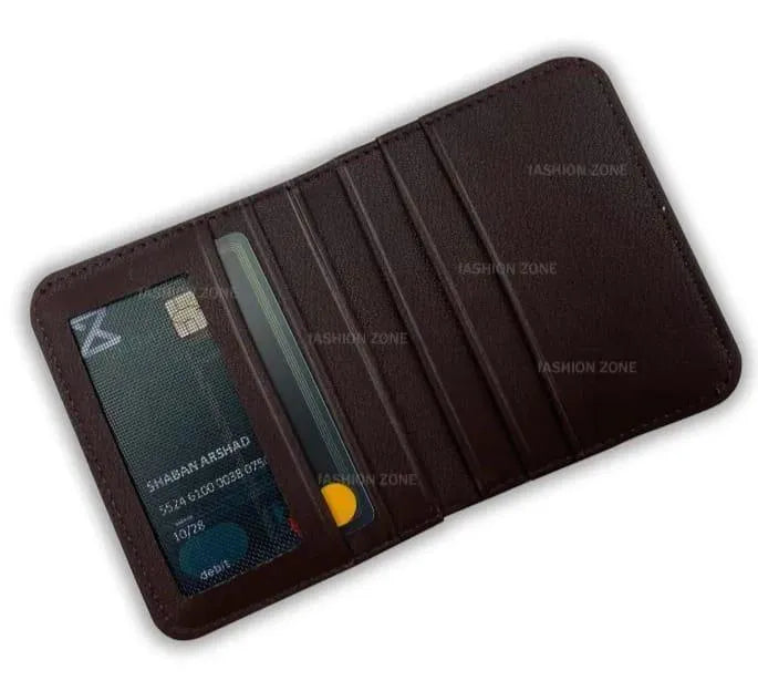 Men's Leather Tri-Fold Wallet Black Brown Grey