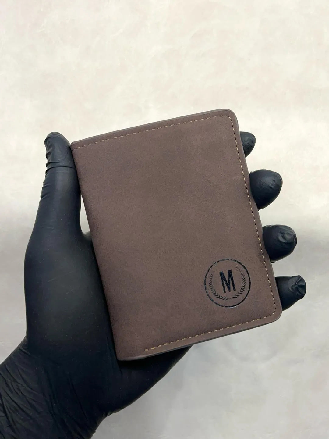 Men's Leather Bi-Fold Wallet Grey Brown Orange