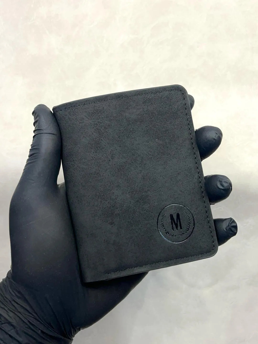 Men's Leather Bi-Fold Wallet Grey Brown Orange