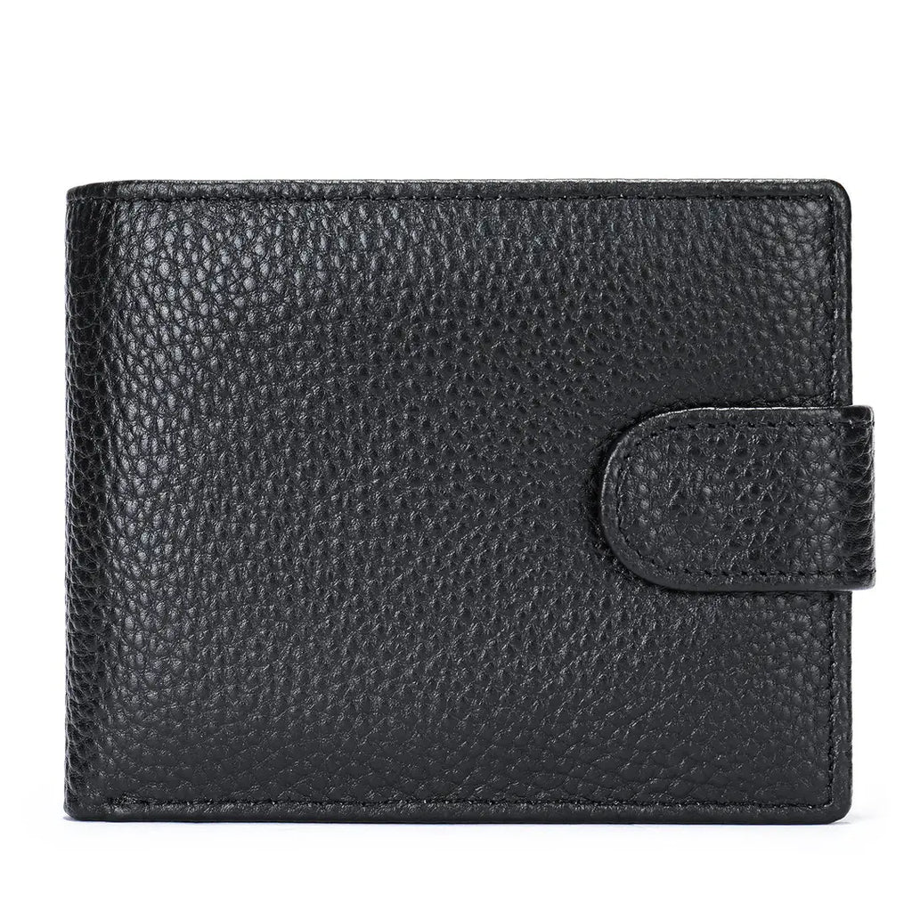 Men's Genuine Cowhide Leather Vintage Short Wallet – Large Capacity Card Holder