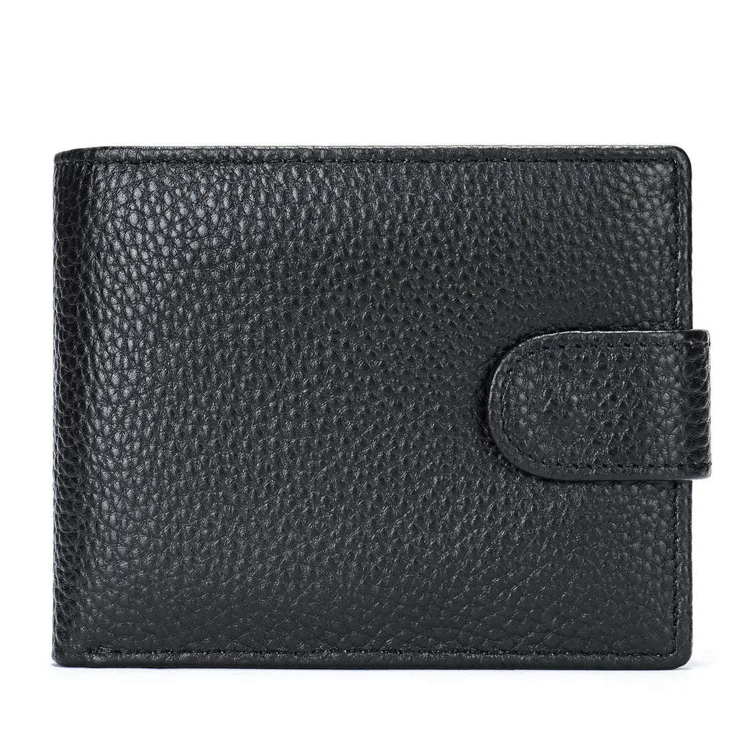 Men's Genuine Cowhide Leather Vintage Short Wallet – Large Capacity Card Holder