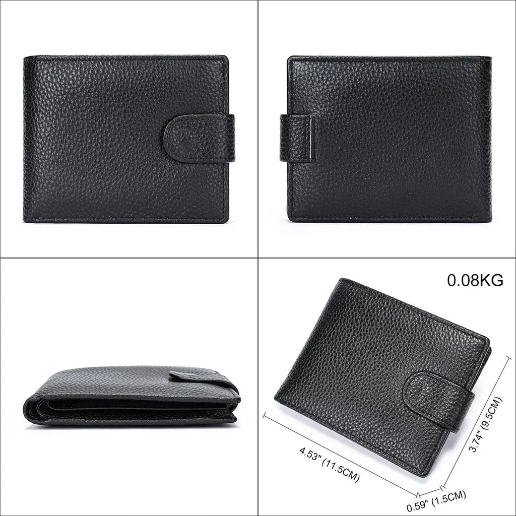 Men's Genuine Cowhide Leather Vintage Short Wallet – Large Capacity Card Holder