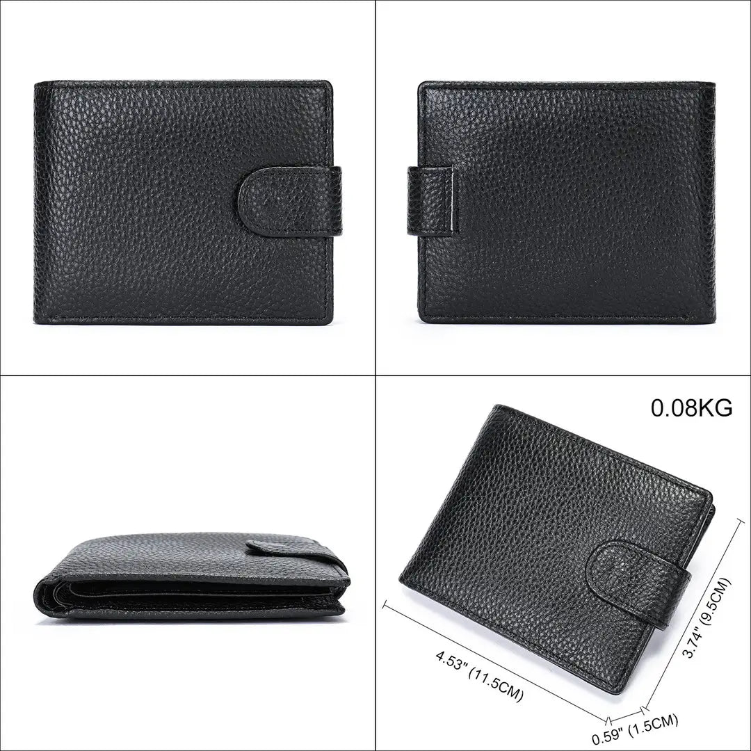 Men's Genuine Cowhide Leather Vintage Short Wallet – Large Capacity Card Holder