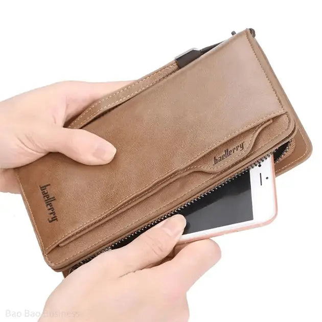 Balebaily Long Zipper Wallet for Men & Women PU Leather Wallet with 15 Card Slots Phone Pocket and Photo Window - Black