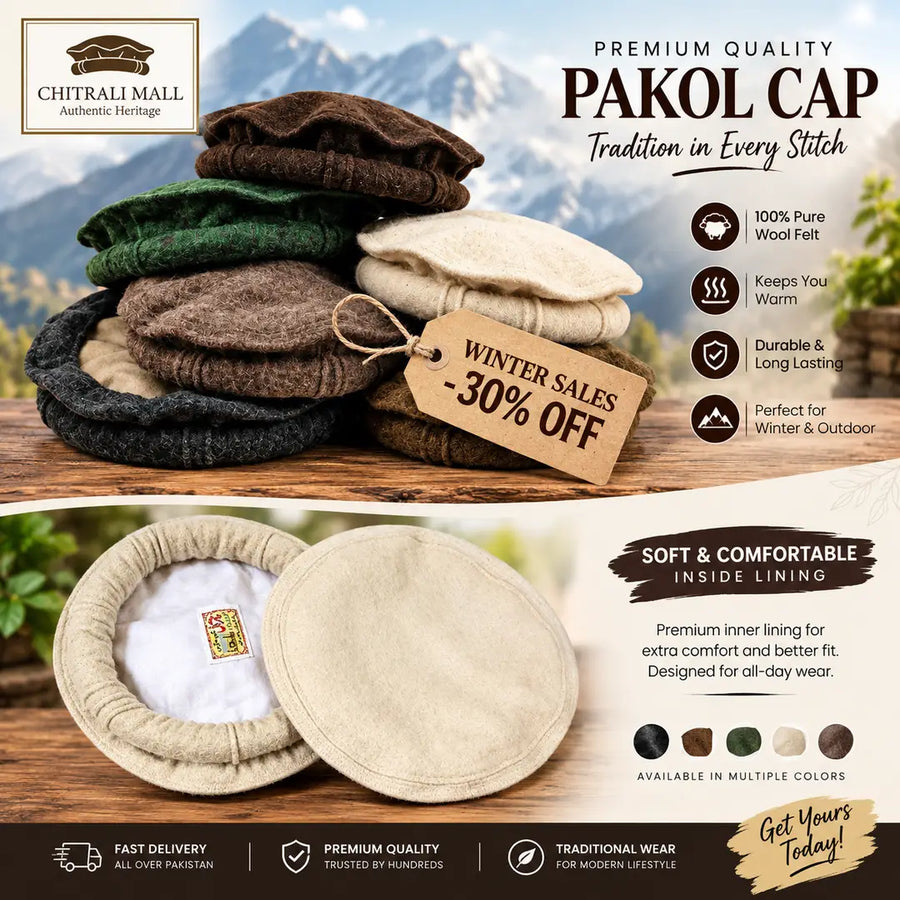 Premium Pure Wool Chitrali Pakool