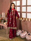 Maroon Embroidered Girl's Frock & Trouser Set for Ages 6-12