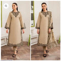 Beige Embroidered 3Pcs Women Lawn Suit Set