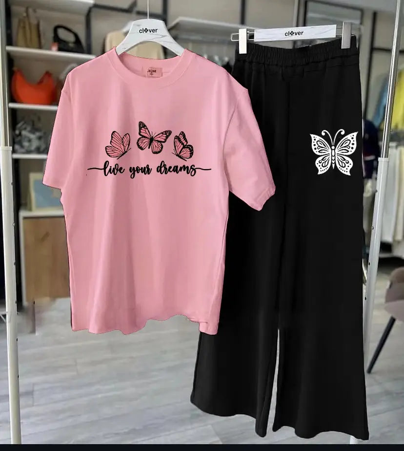 2 Pcs Women's Stitched Jersey Printed Night Suit - Pink 3