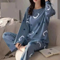 2 Pcs Women's Stitched Jersey Printed Night Suit - Blue