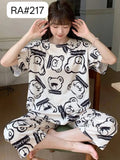 2 Pcs Women's Stitched Cotton Jersey Printed Night Suit - White