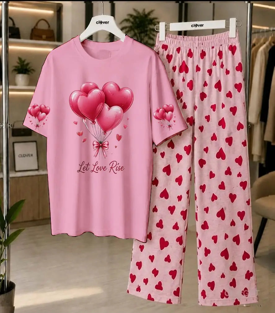 2 Pcs Women's Stitched Cotton Jersey Printed Night Suit - Design 2