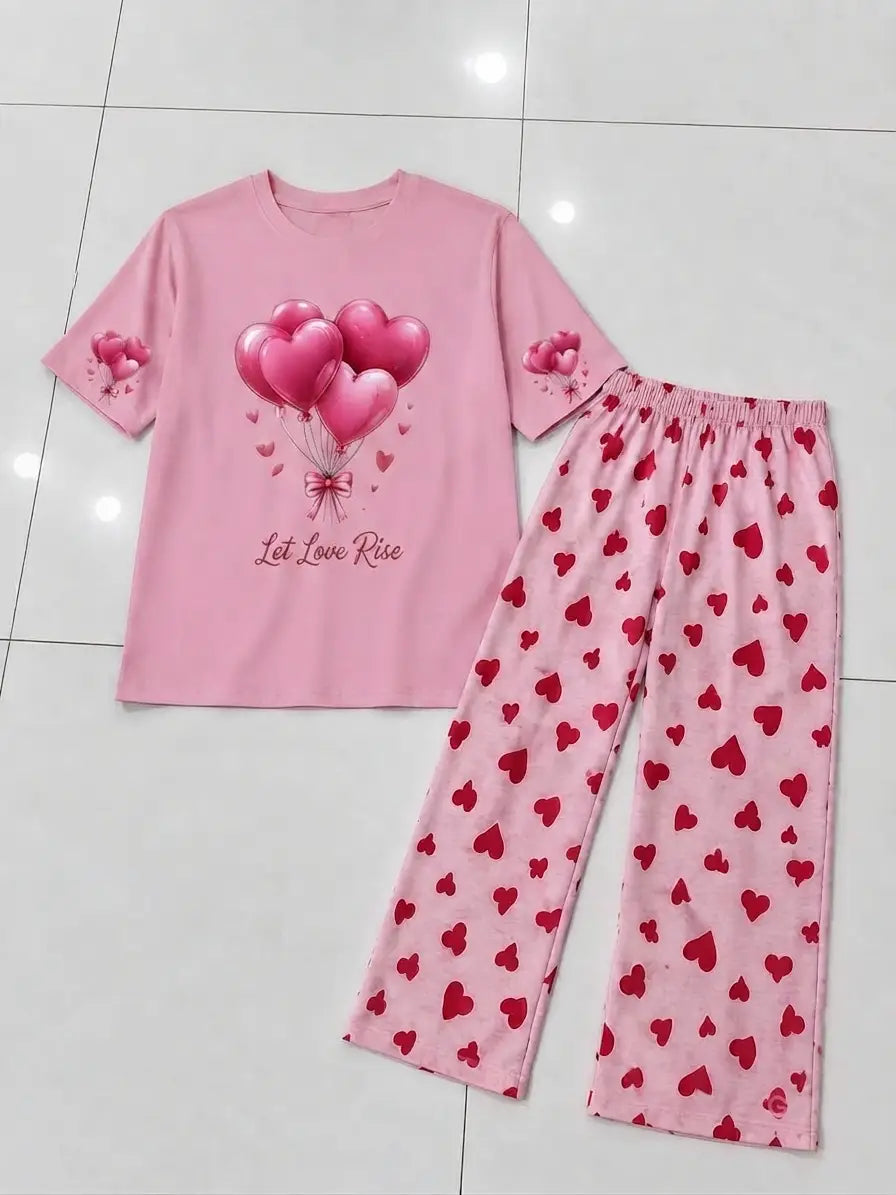 2 Pcs Women's Stitched Cotton Jersey Printed Night Suit - Design 2