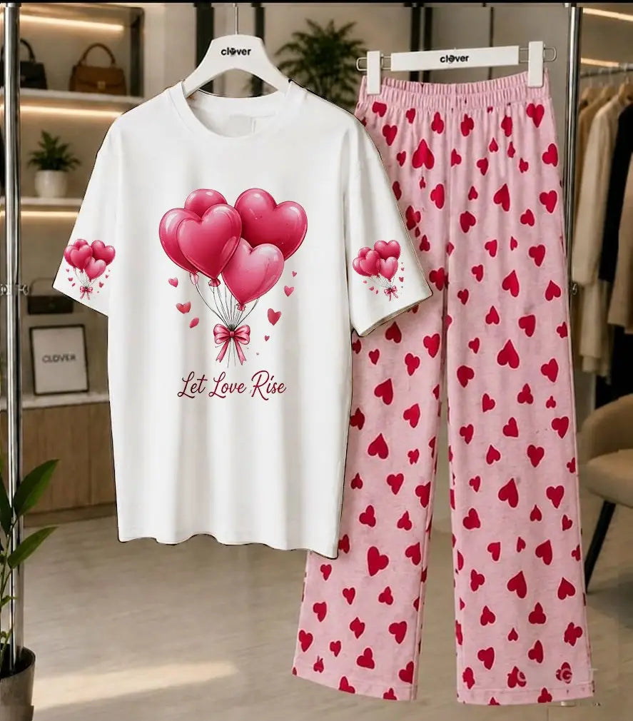 2 Pcs Women's Stitched Cotton Jersey Printed Night Suit - Design 1