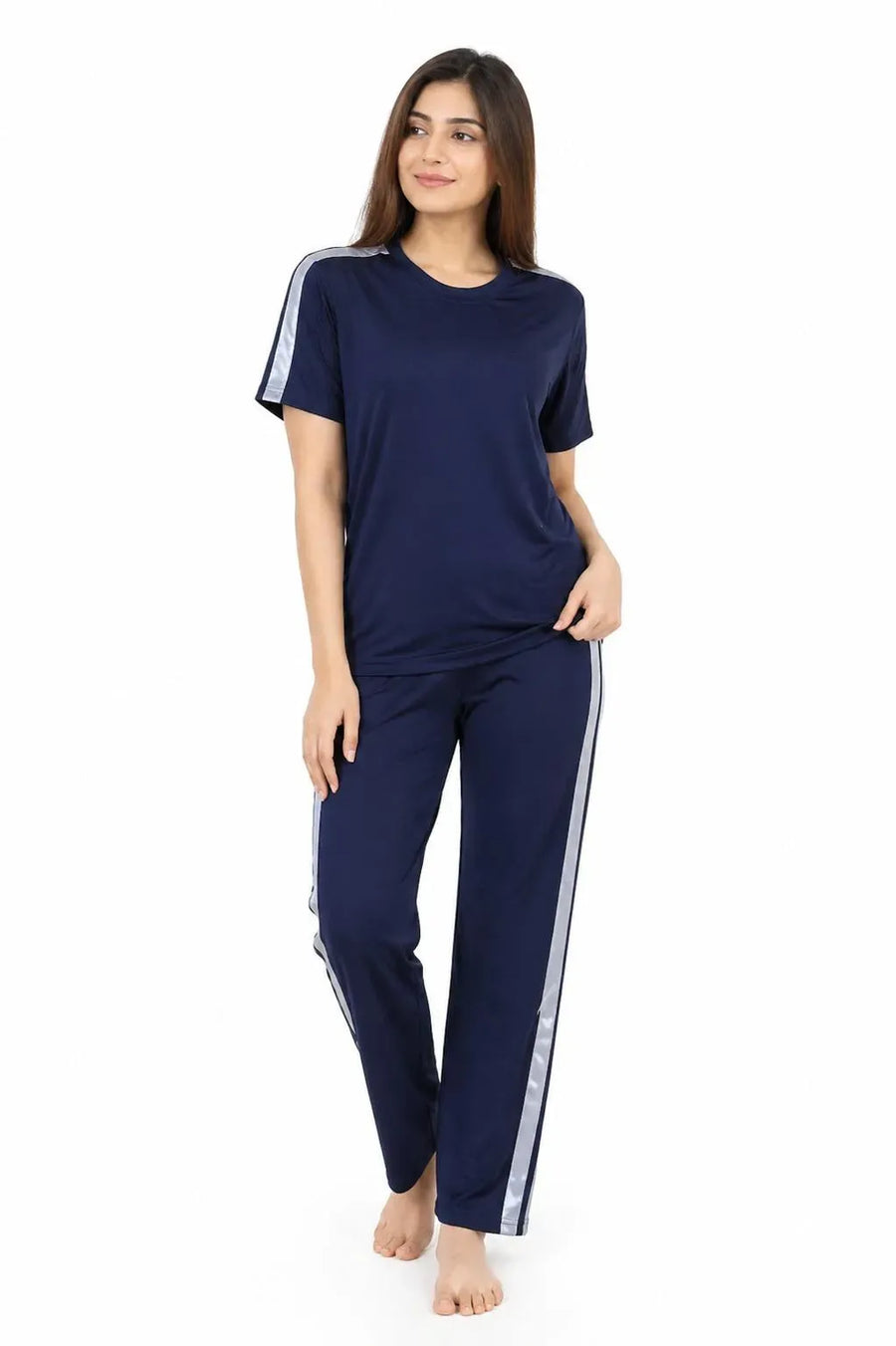 Women Blue Track Suit with Stripes
