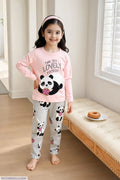 Kids Night Suit Pink Panda Print Cotton 1-10Yrs