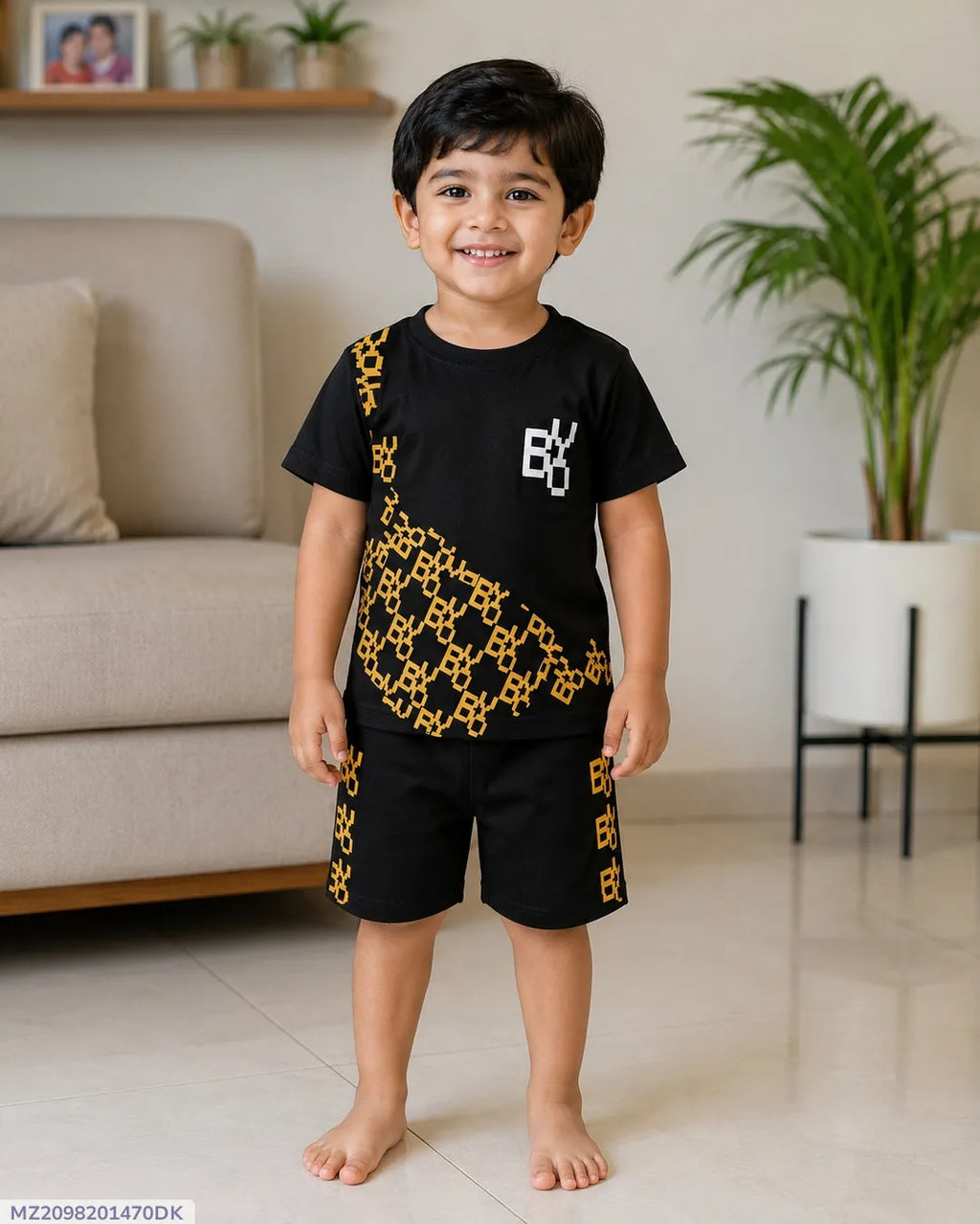 2 Pcs Girl's Stitched Cotton Jersey Printed Pajama And Shirt