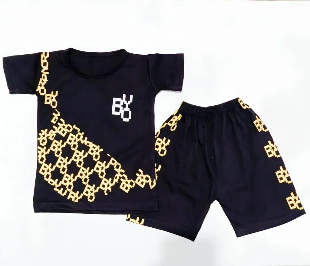 2 Pcs Girl's Stitched Cotton Jersey Printed Pajama And Shirt