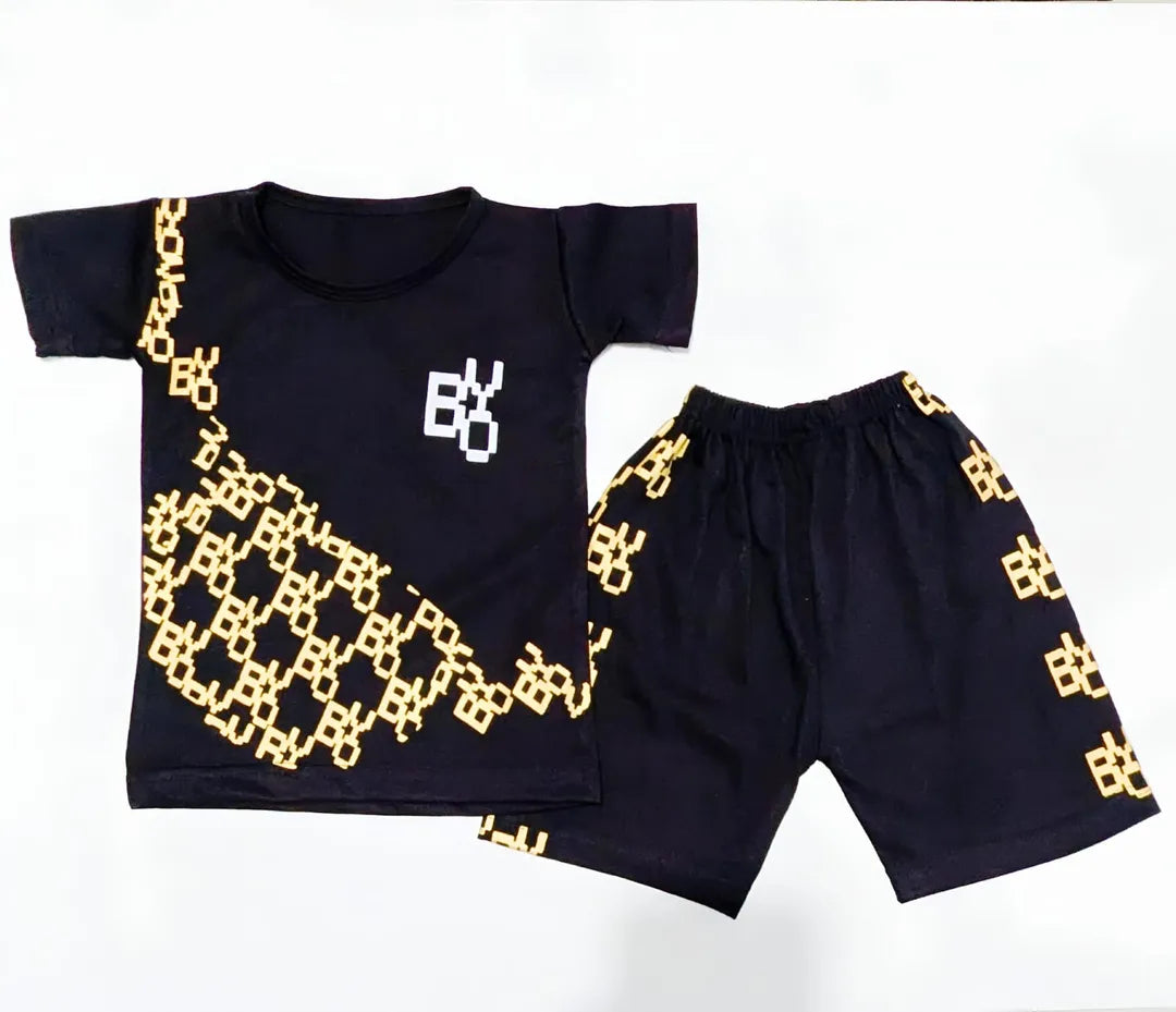 2 Pcs Girl's Stitched Cotton Jersey Printed Pajama And Shirt