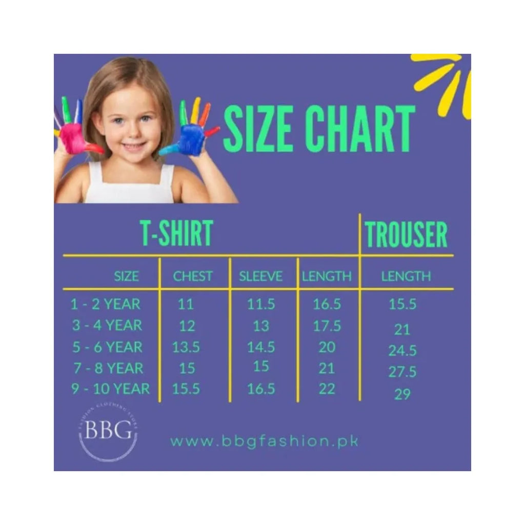 2 Pcs Girl's Stitched Cotton Jersey Printed Pajama And Shirt