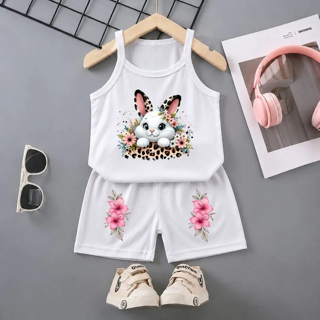 2 Pcs Girl's Stitched Jersey Printed Lounge Set
