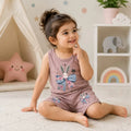 2 Pcs Girl's Stitched Jersey Printed Pajama And Shirt