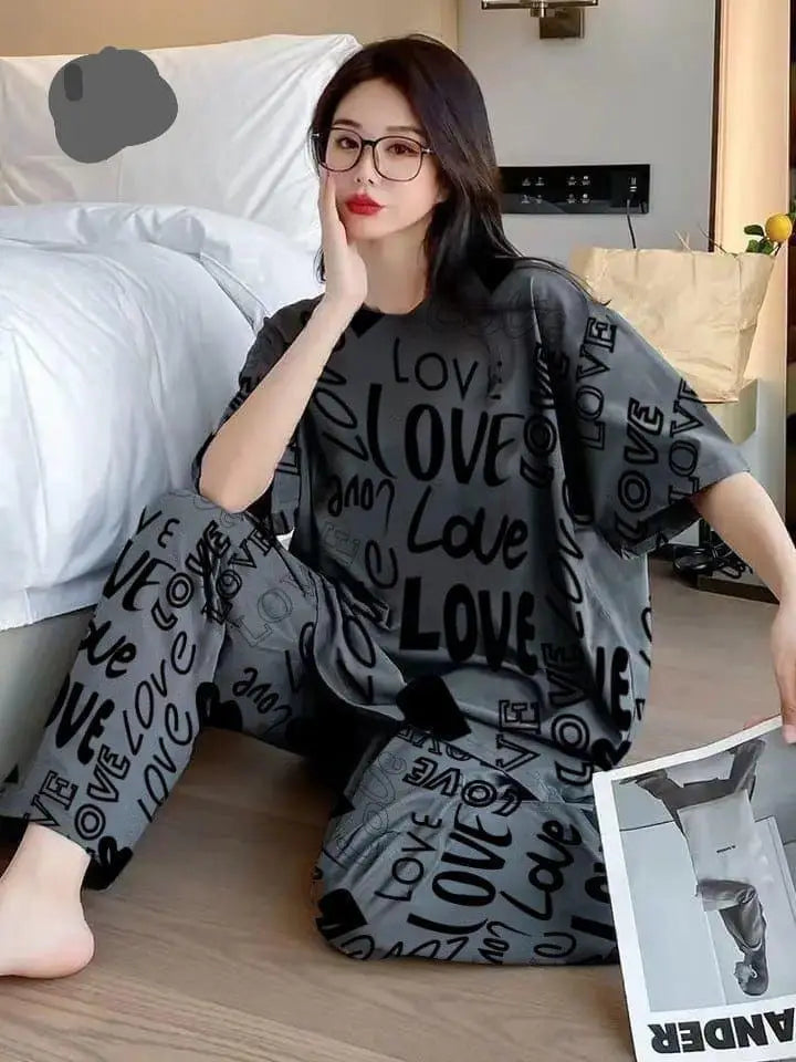 2 Pcs Women's Stitched Cotton Jersey Printed Night Suit