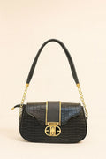 Women's Leather Crossbody Bag Black White Maroon Yellow Medium