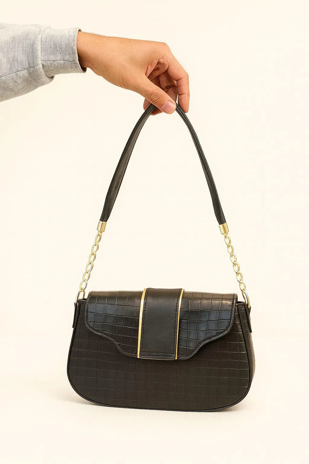 Women's Leather Crossbody Bag Black White Maroon Yellow Medium