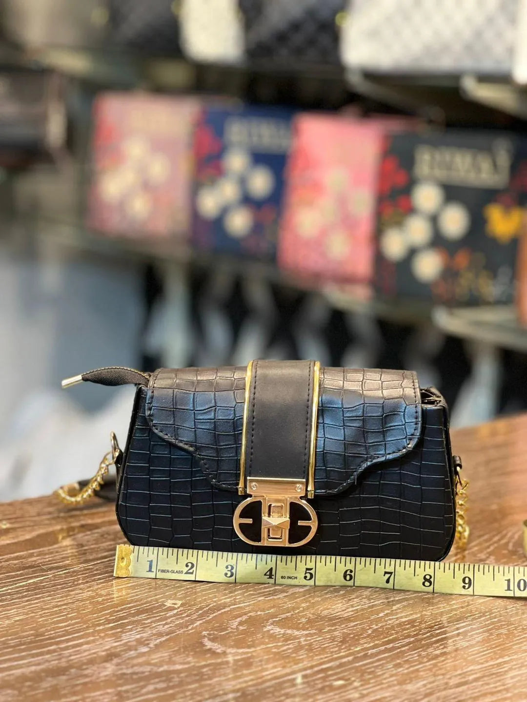 Women's Leather Crossbody Bag Black White Maroon Yellow Medium