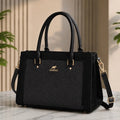 Premium Women's Structured Handbag| Rexine Top HandleShoulder Bag | Black