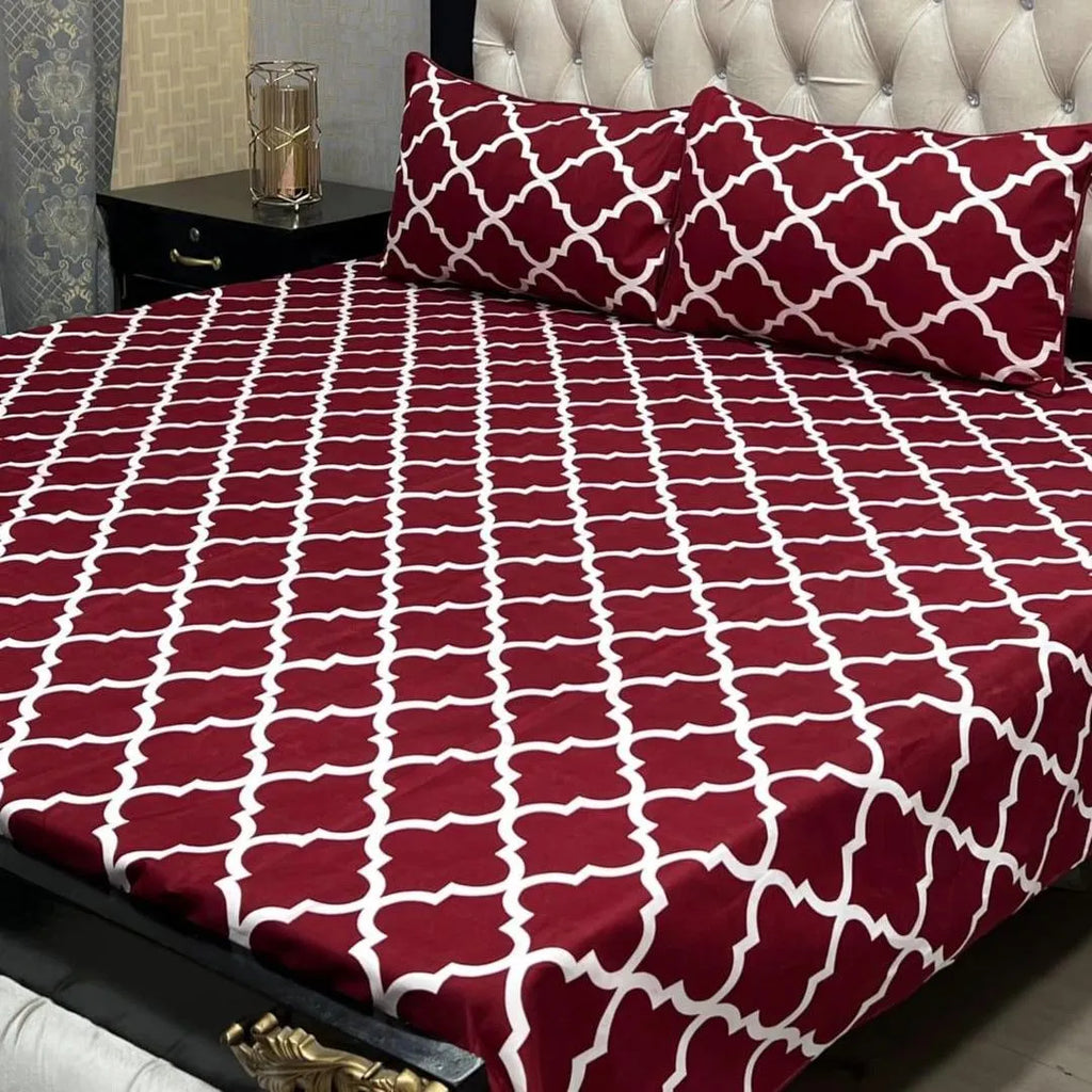 Premium Crystal Cotton Double Bedsheet with Floral Zebra Print