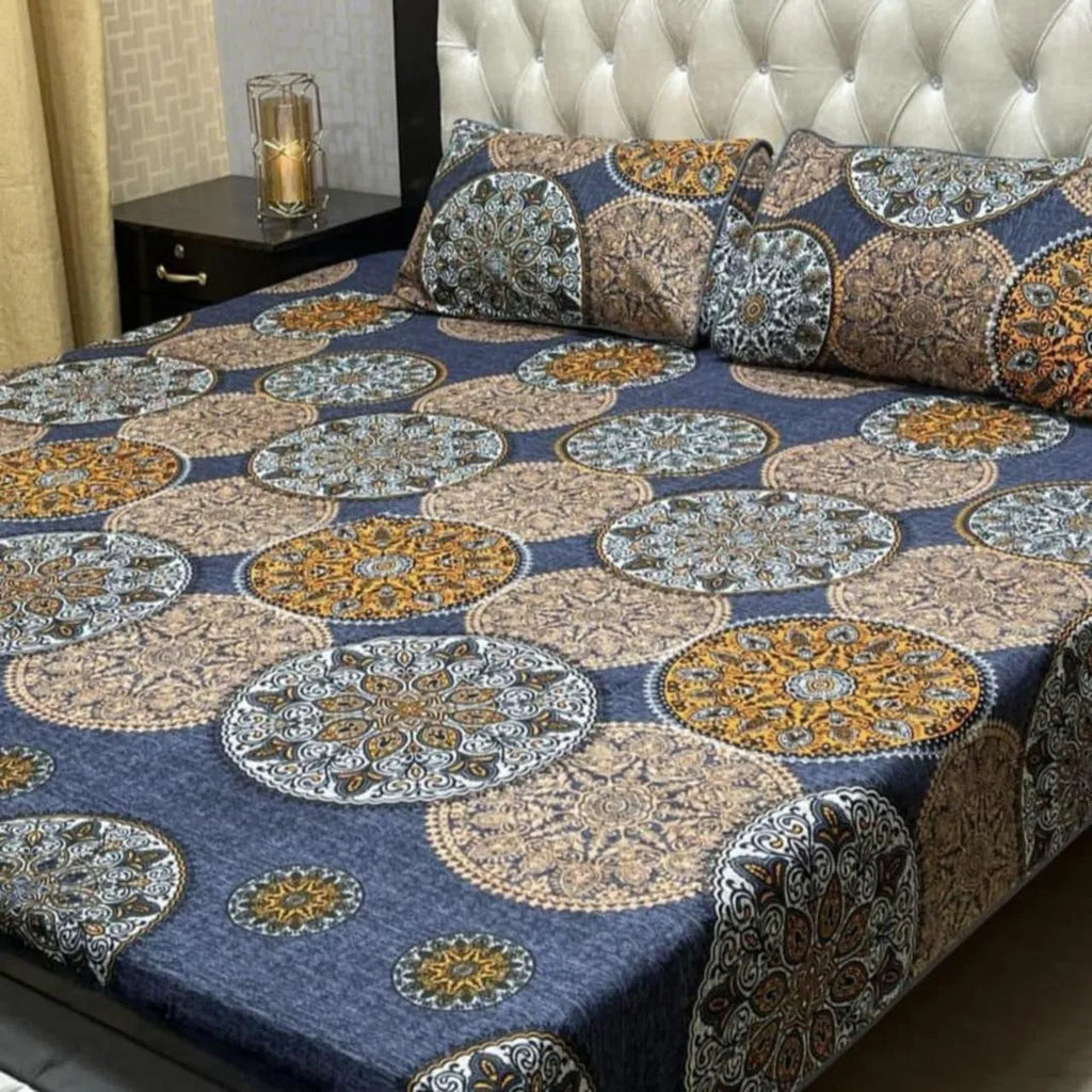 Premium Crystal Cotton Double Bedsheet with Floral Zebra Print