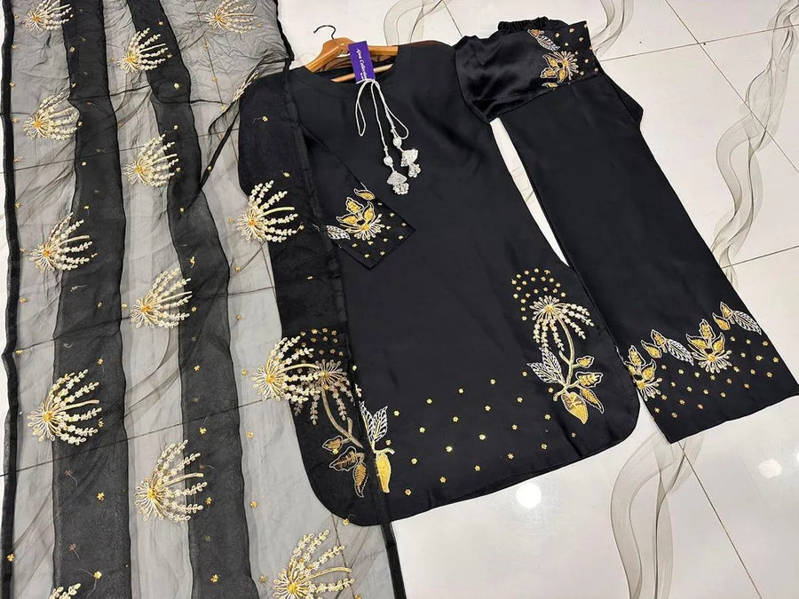 Silver/Golden Heavy Sequence Embroidery 3Pcs Set