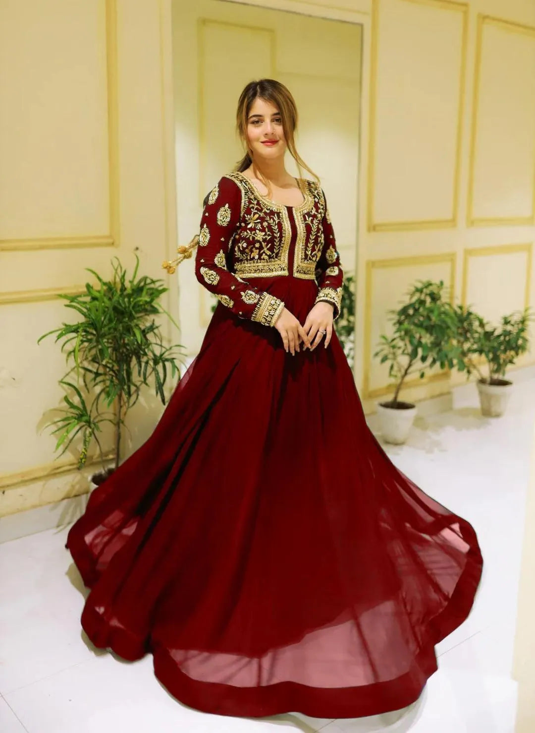 Red Embroidered Lehenga Set for Women