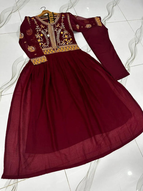 Red Embroidered Lehenga Set for Women