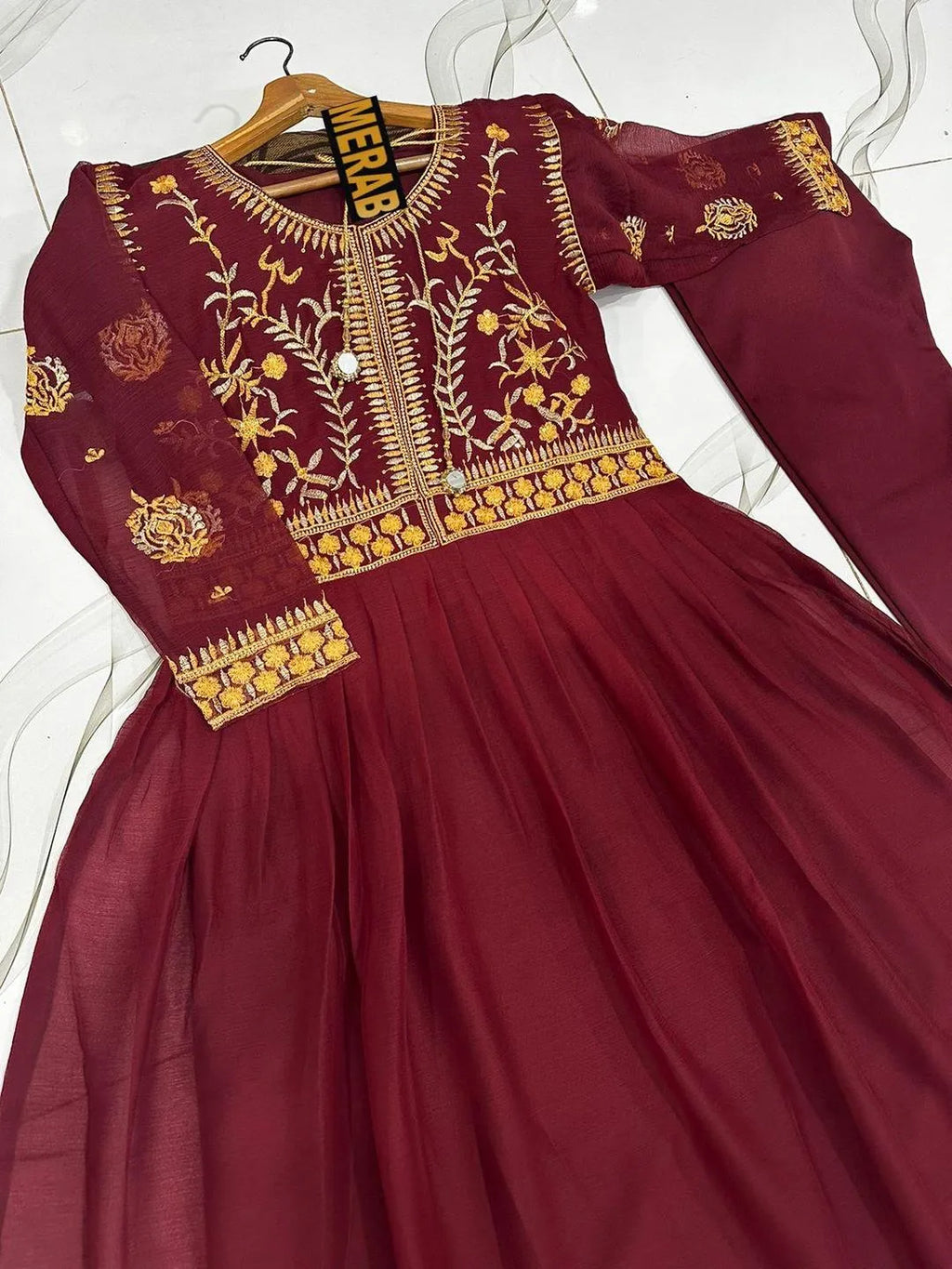 Red Embroidered Lehenga Set for Women