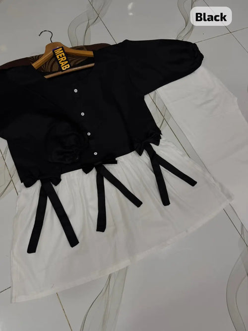 2 Pcs Women's Stitched Cotton Plain Shirt And Trouser
