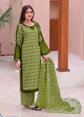 3 Pcs Women's Stitched Lawn Printed Suit - Green