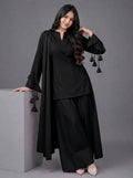 3 Pcs Women's Stitched Linen Plain Suit